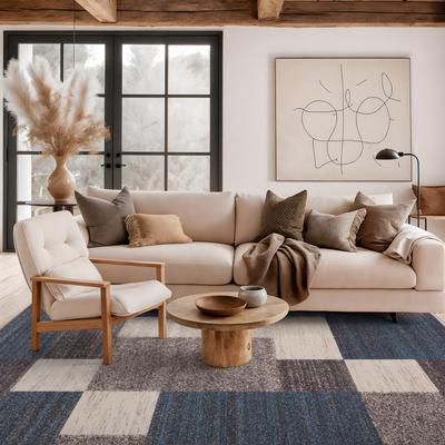 World Rug Gallery Modern Boxes Design Non-slip (Non-skid) Area Rug