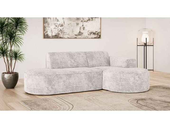OTTO home Ecksofa ADELLA Design-Sofa mit Recamiere rechts/links, 248/159/76 cm, L-Form mit Wellenunterfederung, runde Form, auch in Cord