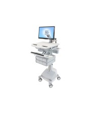 Ergotron StyleView Wagen für LCD-Display/Tastatur/Maus/CPU/Notebook/Barcodescanner offene Architektur medizinisch Aluminium verzinker Stahl hochwertiger Kunststoff Grau weiß Polished Aluminum Bildschirmgröße: bis zu 61 cm 24 Zoll Ausgang: Wechselstrom 230 (SV44-1261-2)