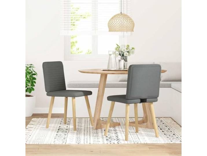 POUFGDR Essstühle, 2 Stück, dunkelgrau, Stoff Weiches Polyester, dicke Schaumstoffpolsterung, Rahmen aus Metall und Holz, vielseitig einsetzbar, elegantes Design