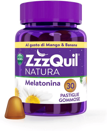 ZzzQuil Natura Melatonina Integratore Per Dormire, Mango e Banana 30 Gommose