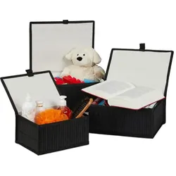 Relaxdays Aufbewahrungskorb 3er Set Schwarz