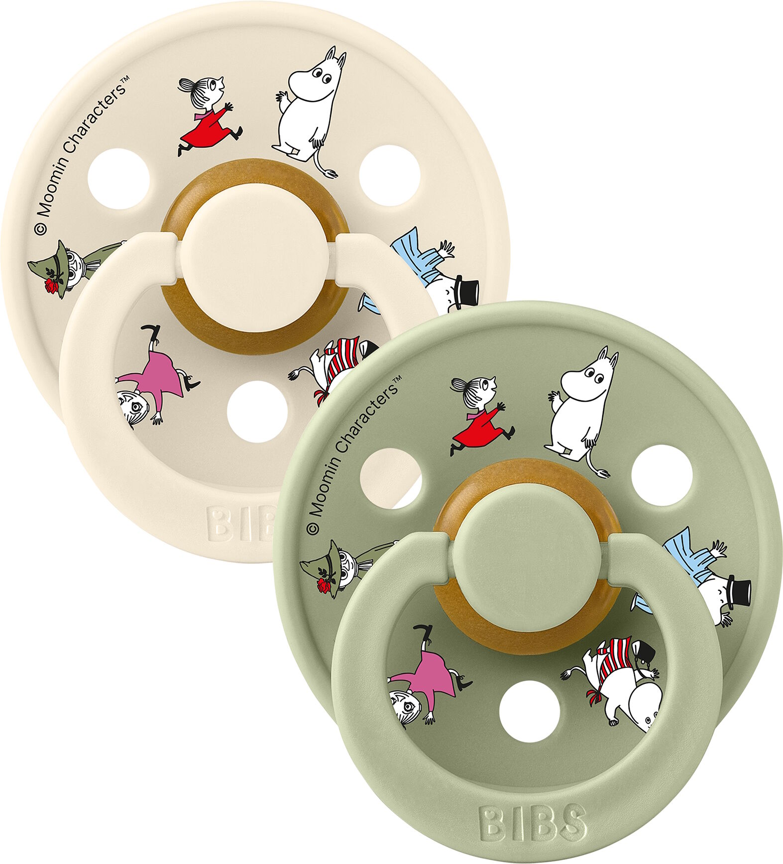 Bibs x Moomin Pacifier Colour 2 pack Friends Latex Size 1 Ivory mix 2 stk