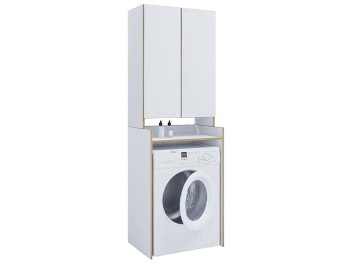 VCM Waschmaschinenschrank mit Aufsatzschrank, Waschmaschinenumbau mit Stauraum hinter Drehtüren, Maße: Überbauschrank H. 200 x B. 67 x T. 48 cm, Rislo