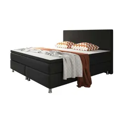 Boxspringbett  Berlin , schwarz , Maße (cm): B: 180 H: 115