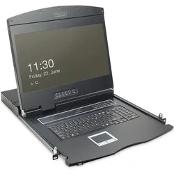 Digitus Modulare Konsole mit 483cm 19Zoll TFT 1 Port KVM & Touchpad deutsche Tastatur RAL 9005 -..., KVM Switch, Schwarz
