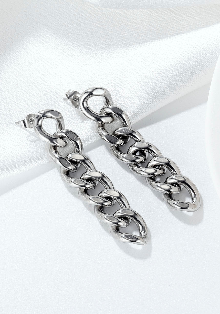 Paar Ohrstecker FIRETTI "Schmuck Geschenk Ohrschmuck Chain", silber (edelstahlfarben), Ohrringe, Damen, Edelstahl, Paar Ohrstecker edelstahlfarben Edelstahl