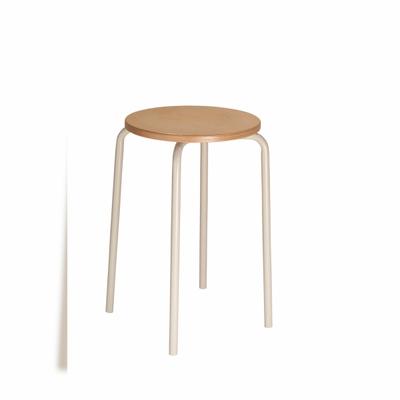 PROREGAL Stapelhocker Oakland High | HxØ 58x35cm | Tragfähigkeit 110kg | Buche-Sitz | Stahlfüße | Lichtgrau/Buche
