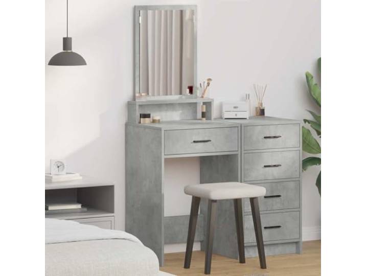 Schminktisch Beton Grau 50 x 41 x 140 cm Holzwerkstoff mit Spiegel Moderner Frisiertisch, matte Oberfläche, pflegeleicht, viel Stauraum, stabiler Holzwerkstoff, schlankes Design