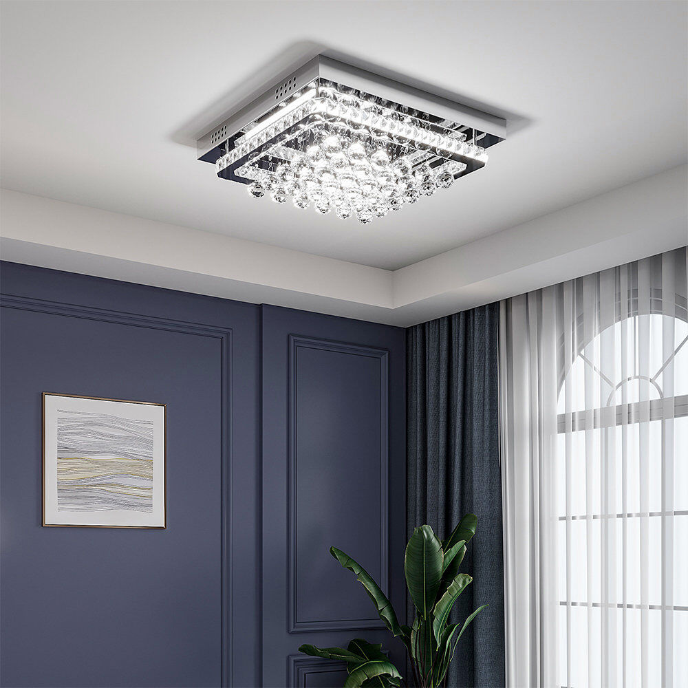 Etta Avenue Christensen Ceiling Light 40cm Crystal LED Flush Mount Silver 12cm H X 40cm W X 40cm D