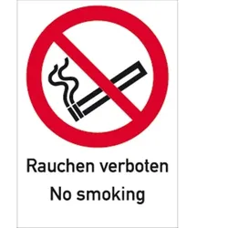 Aufkleber Rauchen verboten No smoking ISO 7010, Kombischild, Folie, 210x297 mm