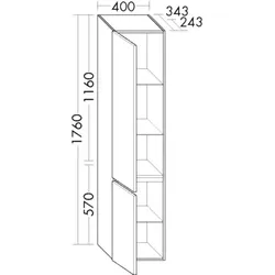 Burgbad Hochschrank Lin20 Acryl/Lack Matt 1760x400x245 Grau Hochglanz, HSPD040RF5364 HSPD040RF5364