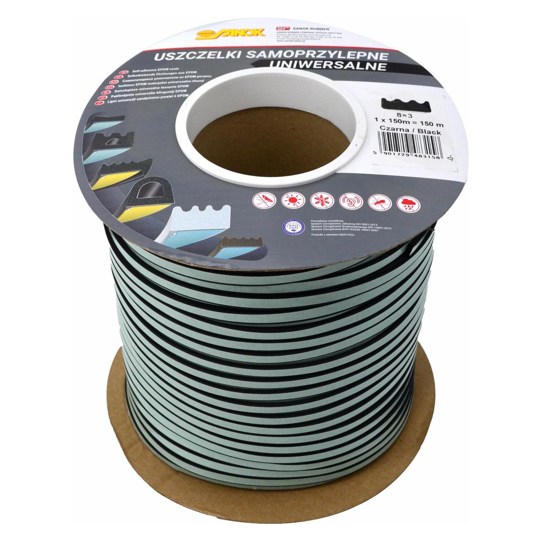 Stomil Sanok USZCZELKA DGP 8x3 CZARNA E 150mb (SADSDG-08302-150)