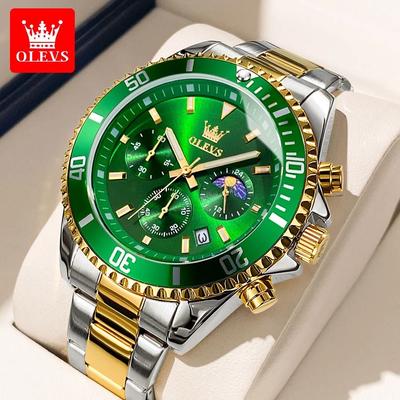 Uplifted Finds OLEVS 2870 Men Chronograph Quartz Watch gold green