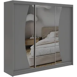 SCHWEBETÜRENSCHRANK 240 - VERONA - Grau mit Spiegel