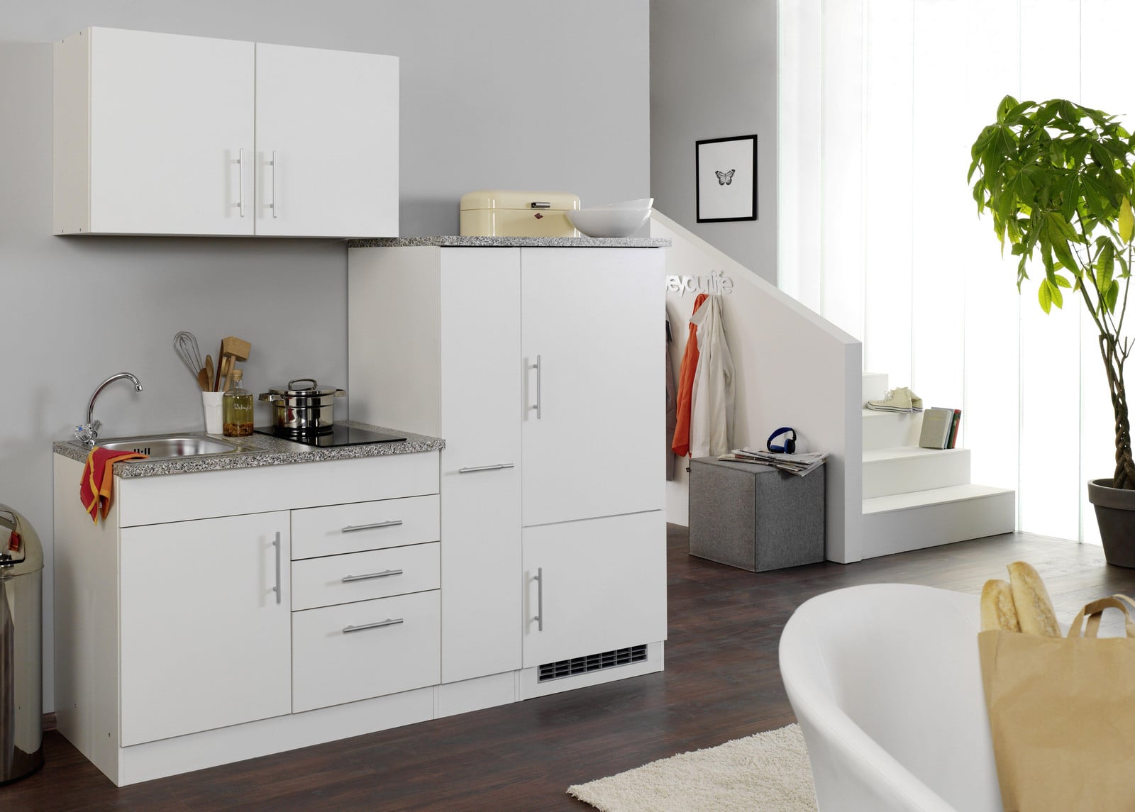 Held Möbel Toronto complete keuken voor één persoon, wit mat, 190 cm