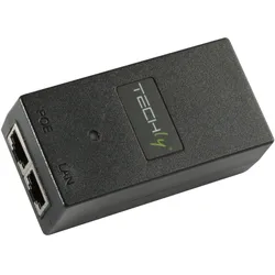 Techly Power Injector - 15 Watt - Ausgangsanschlüsse: 1 (802.3af (PoE), 15 W), PoE Injector