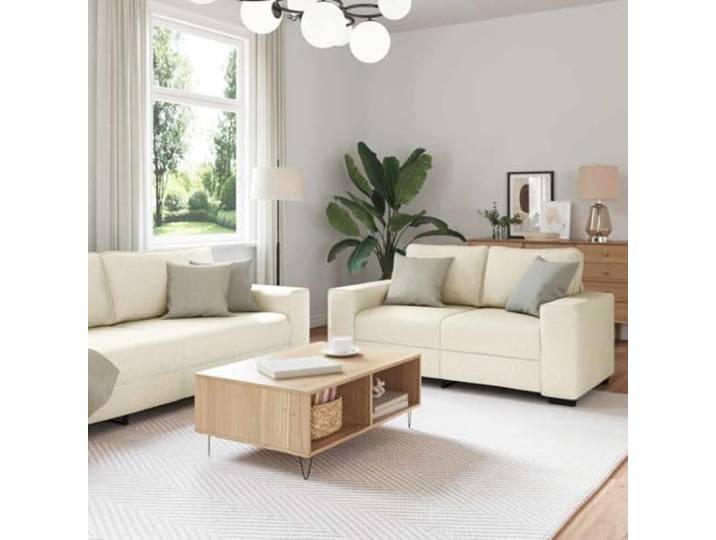 YUTAASU Sofa 3 Sitzer Beige Leinenmischgewebe Stabiler Metallrahmen, Atmungsaktiver Stoff, Pflegeleicht, Modernes Design