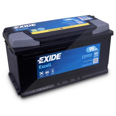 Exide Excell EB950 Starterbatterie 95Ah 800A [Hersteller-Nr. EB950] für Nissan, Iveco, Middlebridge, Lamborghini, Chrysler, Dodge, Aston Martin, Renau