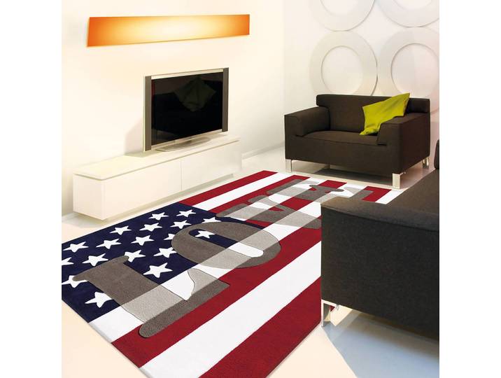 Kinderteppich Joy USA 140 x 200cm Rot/Blau