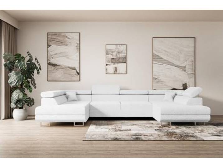 ALTDECOR Ecksofa mit Schlaffunktion U-Form GUSA-U 342x202x107 - Weiß