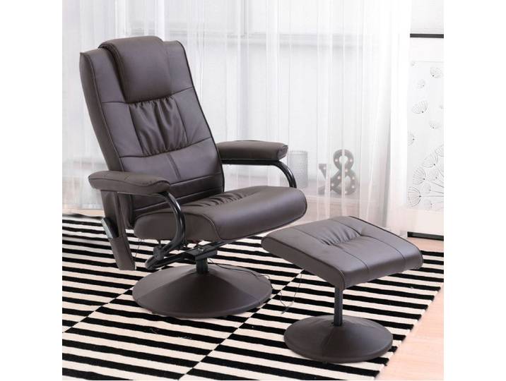 Fauteuil Massant Pivotant Marron Fauteuil Relax Moderne FloraGrace Pour Salon Avec Repose-Pieds 77x84x95cm
