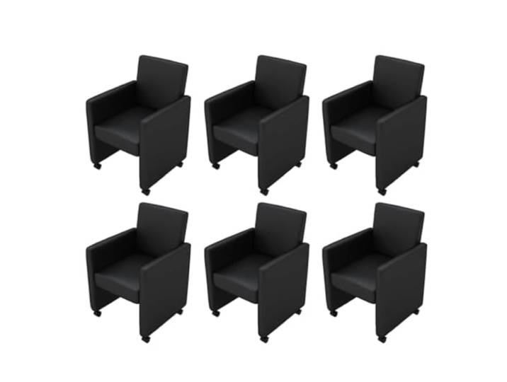 KDVXBCQJH Esszimmerstühle 6er Set Schwarz Kunstleder Polsterstuhl Ergonomische Sitze mit weicher Polsterung für Küche und Esszimmer. Strapazierfähiger PU-Bezug und belastbar bis 110 kg.