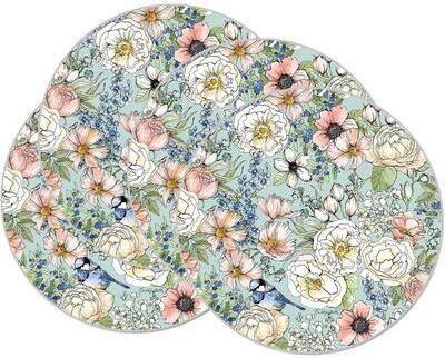 CounterArt Nature's Notebook 4 Pack Round Reversible Flexible Plastic Placemats Made in The USA Reversible Flexible Easily Wipes Clean
