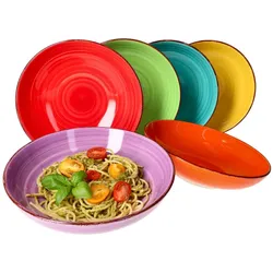 6er Set Spaghettiteller Uni bunt - 24326746
