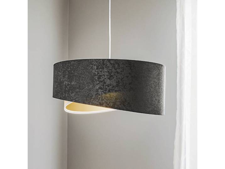 Hängelampe Vivien Maco Design, dimmbar, alu / grau / zink, für Wohn- / Esszimmer, Textil / Stoff / Seide, Modern, Pendelleuchte