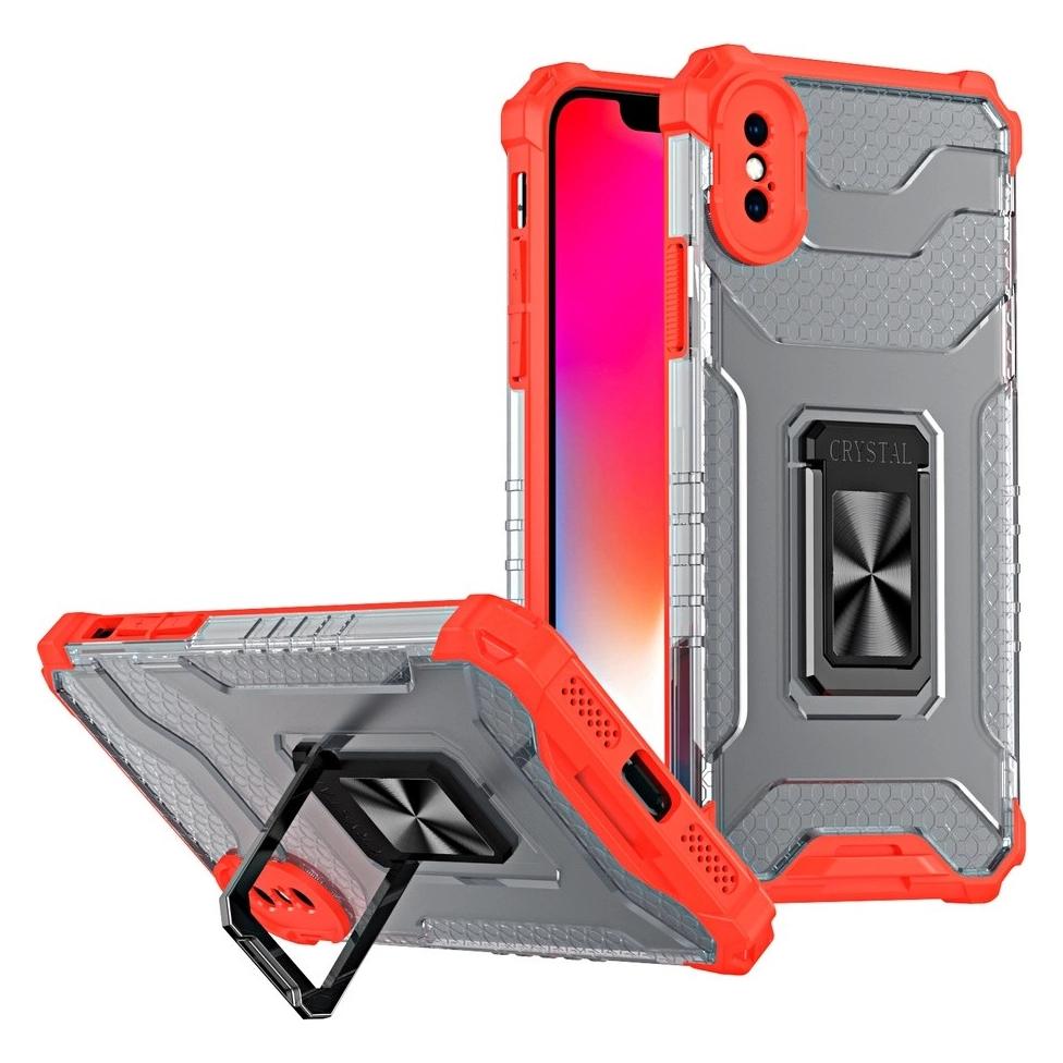 Hurtel Crystal Ring Case robuste Kickstand TPU/PC Panzer Handyhülle Hard Case für iPhone XS Max rot (Apple iPhone XS Max) (1404978613)