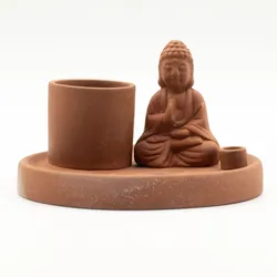 Multi Purpose Buddha Incense Plate - Natural Terracotta Style