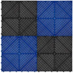 Belüftete Garagenbodenfliesen mit Kanten – 60 Schwarz und 60 Blau
