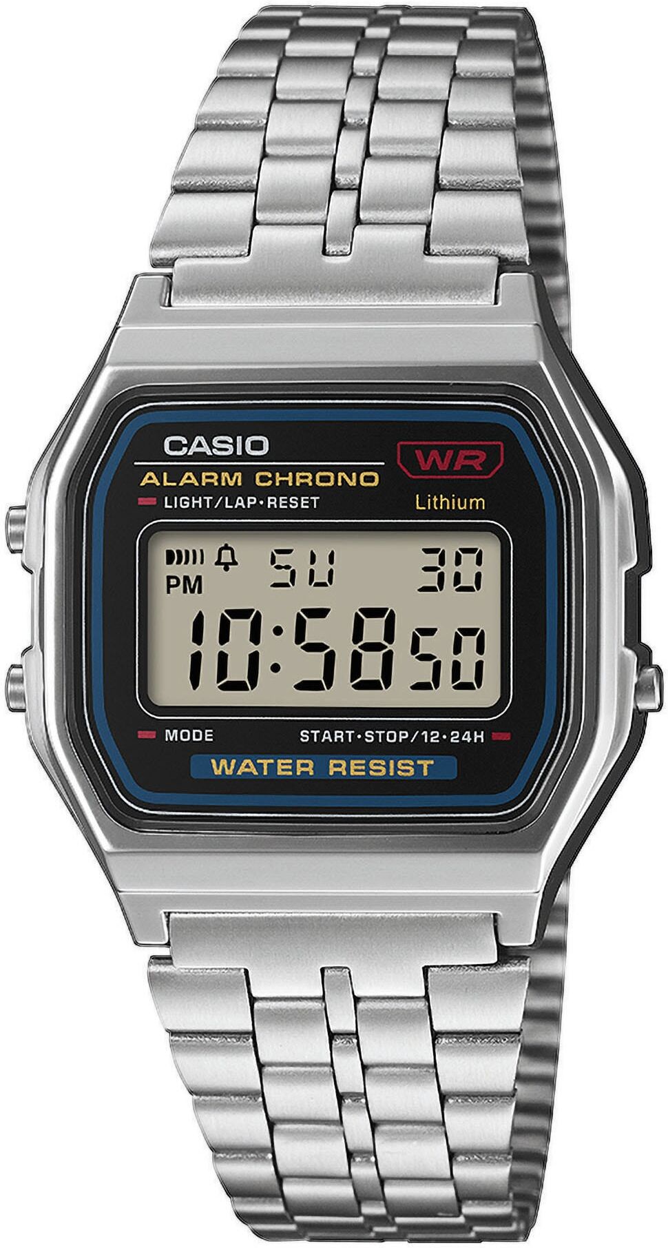 Chronograph CASIO VINTAGE, edelstahlfarben, Armbanduhren, Herren, Chronograph, Quarzuhr, Armbanduhr, Damenuhr, Herrenuhr, Edelstahlarmband, digital