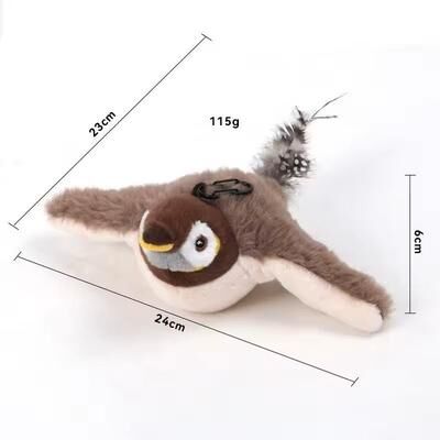 Uplift Essentials Interactive Rechargeable Cat Toy With Chirping Flapping Bird sparrow A