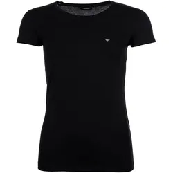 EMPORIO ARMANI Damen T-Shirt, Rundhals - ESSENTIAL STUDS, Regular Fit, Viskose Stretch Schwarz / L