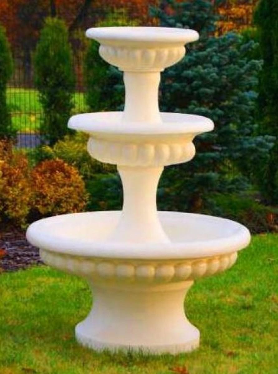Casa Padrino Barock Springbrunnen Sandfarben Ø 120 x H. 171 cm - Prunkvoller Gartenbrunnen - Gartendeko Brunnen - Barock & Jugendstil Garten Deko Accessoires