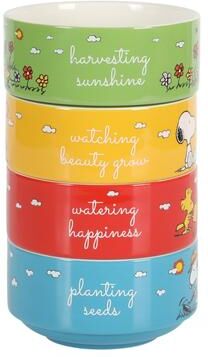 "Peanuts Snoopy 4 Pack Stackable 5.5"" Decorate Stoneware Bowl Set"