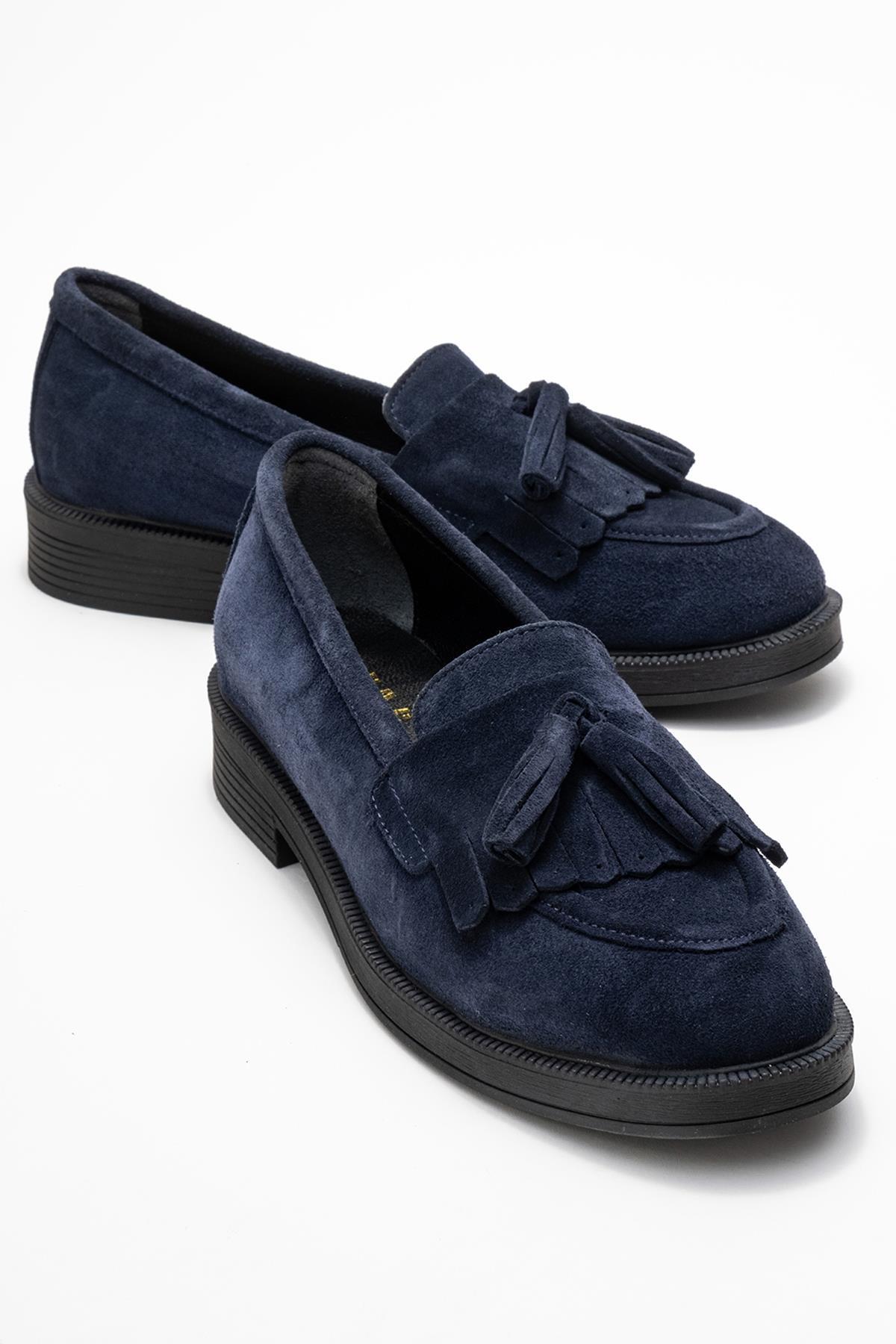 Forever & Always Milly Lederloafer mit Quaste - Marineblau