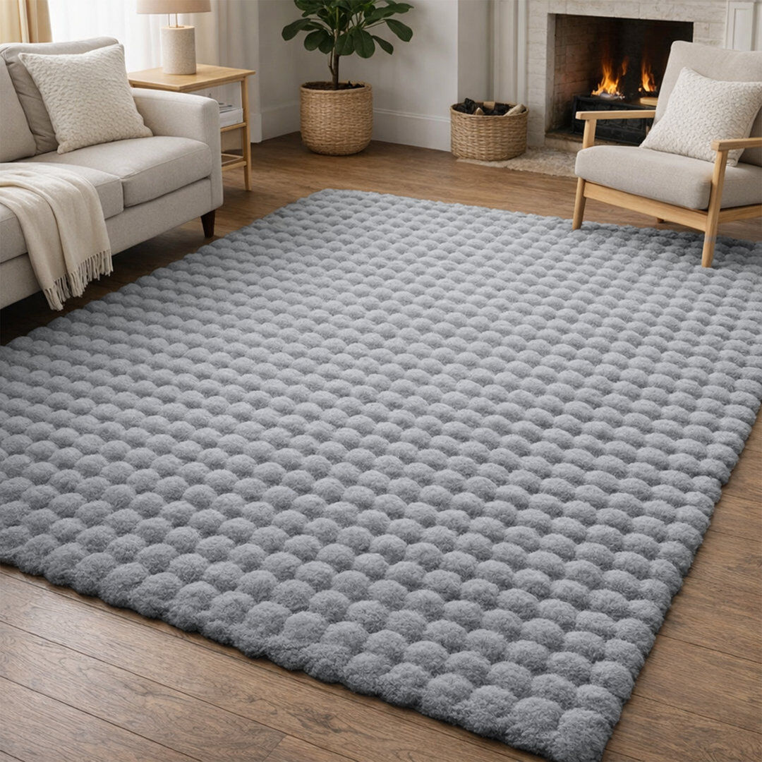 17 Stories Modern Bubble Textured Shag Area Rug Grey Rectangle 160 x 230 cm
