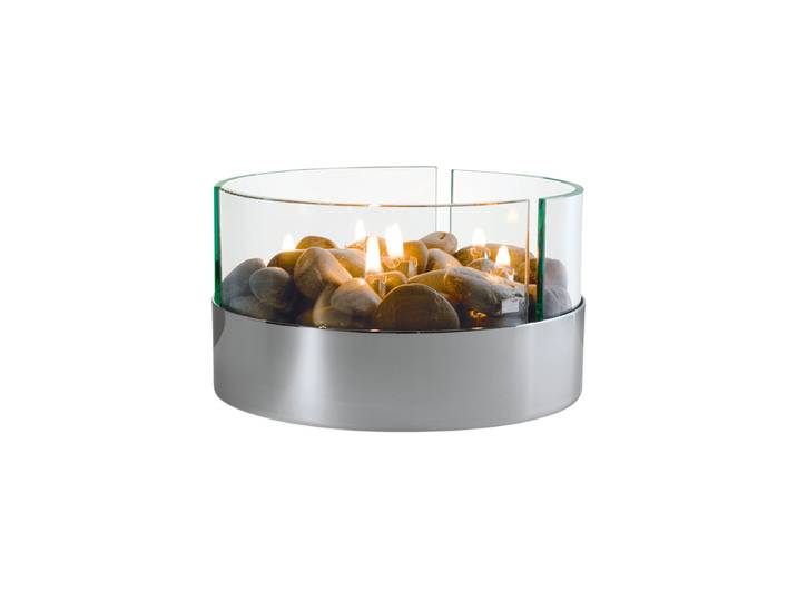 Design Tischkamin „Burn“ Ø 20 cm Transparent, Silber Philippi
