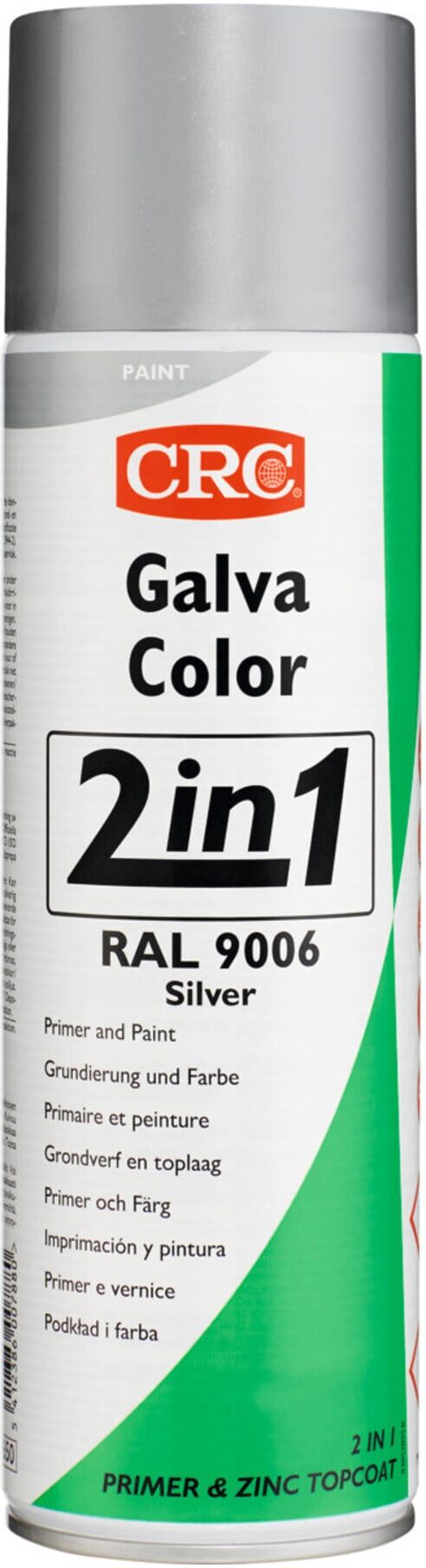 CRC Zink-Korrosionsschutzspray mit Farbe, Galvacolor 2 in 1 , 500 ml, Farbe: SILVER ; CRC Industries (20584-HO)