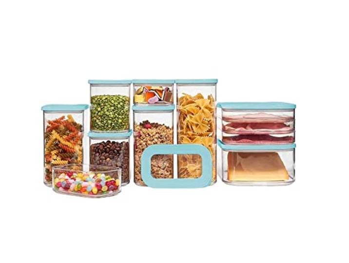Mepal Vorratsdosen Modula 9-teilig – Geschenk-Set – ideal für die Aufbewahrung von trockenen Lebensmitteln – spülmaschinenfest, Plastik, Nordic Green