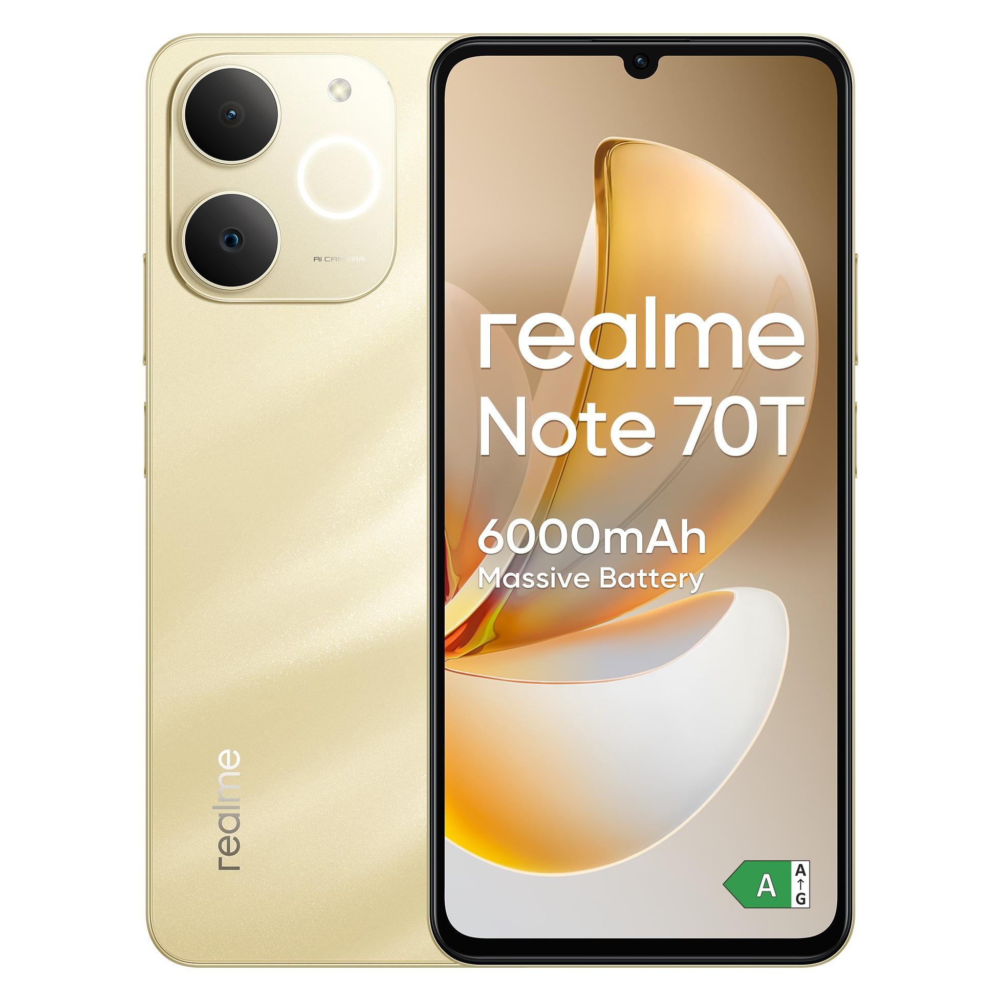 realme NOTE 70T BEACH GOLD SPE.EDI 4/256 GB (256 GB, Beach Gold, 6.74", Dual SIM, 4G) (631011009975)