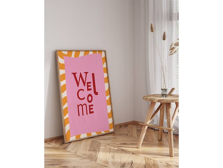 Kunstdruck Welcome Abdeckung: Acrylglas Rahmen: Buche, lackiert Multicolor 63 x 83cm