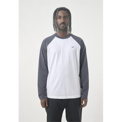 Langarmshirt CLEPTOMANICX "Longsleeve Ligull College", Herren, Gr. L, grau, 100% Baumwolle, bestickt, normal, Rundhals, Shirts Langarmshirt, mit lockerem Schnitt