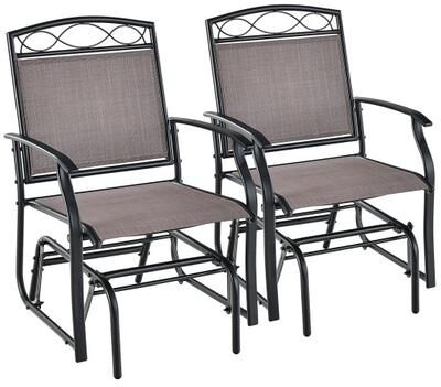 Costway Set of 2 Outdoor Metal Glider Armchairs with Weather-resistant Fabric