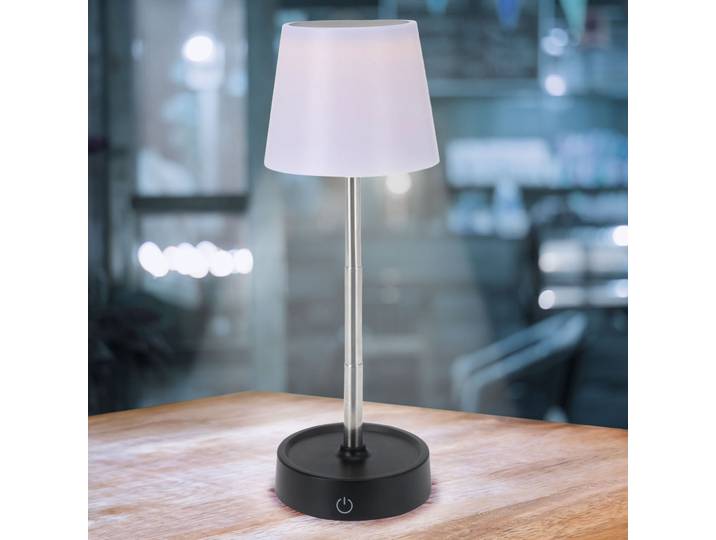 Akku LED-Tischlampe mit verstellbarer Höhe, 11,5 - 29,5 cm, 118lm, IP44, schwarz