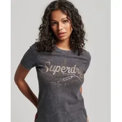 Superdry für Damen. W1011098A Vintage Merch Store T-shirt grau (L), Lässig, Baumwolle, Kurzarm