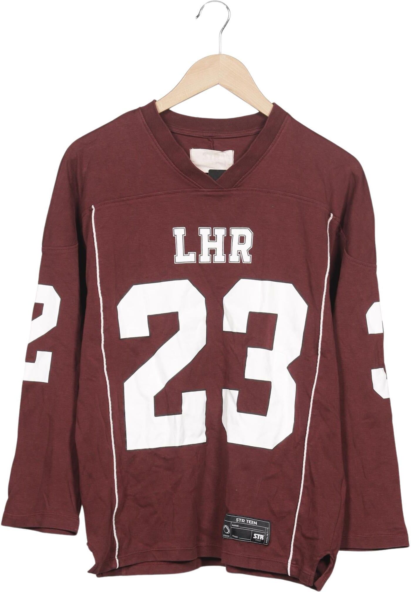 Stradivarius Herren Langarmshirt, Bordeaux, Gr. XS, Baumwolle - Second Hand